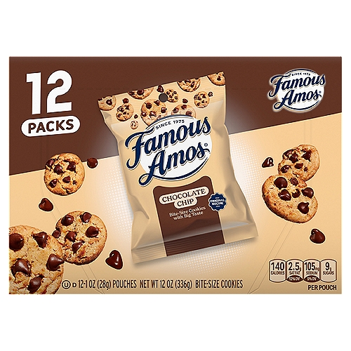 Famous Amos Chocolate Chip Bite-Size Cookies, 1 oz, 12 count