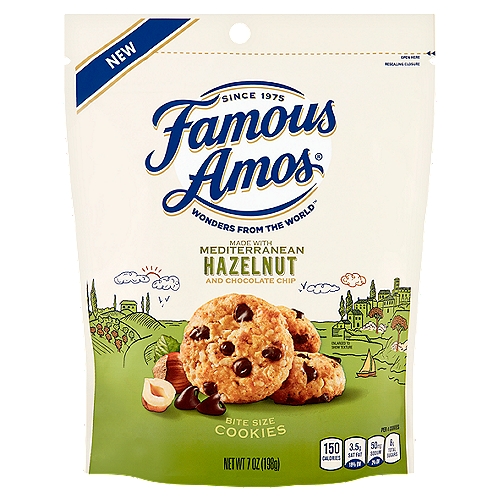 Famous Amos Mediterranean Hazelnut and Chocolate Chip Bite Size Cookies, 7 oz