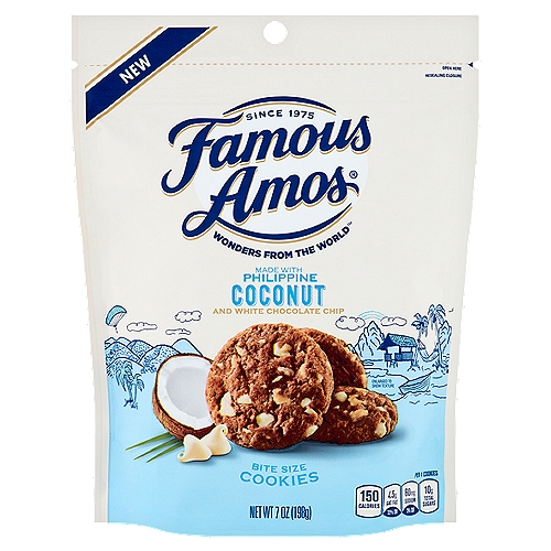 Famous Amos Coconut and White Chocolate Chip Bite Size Cookies, 7 oz
