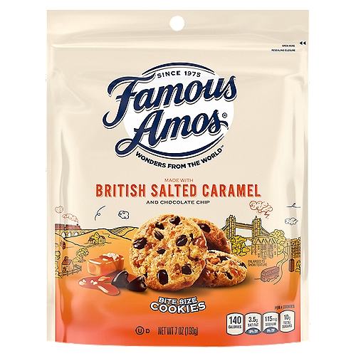 Famous Amos British Salted Caramel and Chocolate Chip Bite Size Cookies, 7 oz