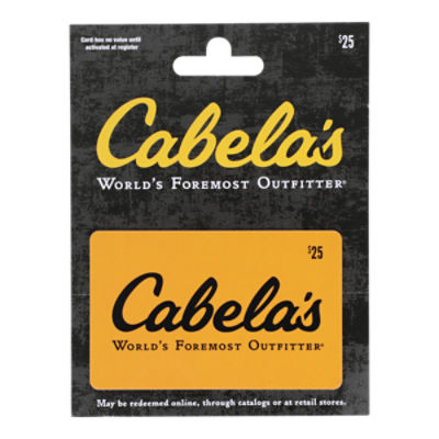 Cabelas $25.00  Gift Card, 1 each