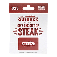 Outback $25 Gift Card, 1 each