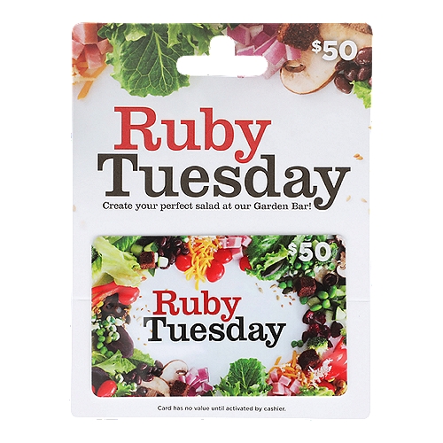 Ruby Tuesday $50 Gift Card, 1 each