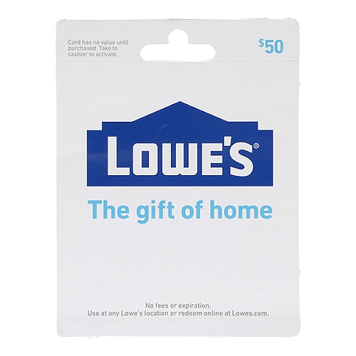 Lowe's $50 Gift Card, 1 each