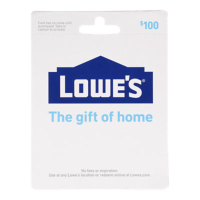 Lowe's $100 Gift Card, 1 each
