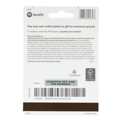 Spotify SPOTIFY GIFT CARD $10 1 CT, Shop