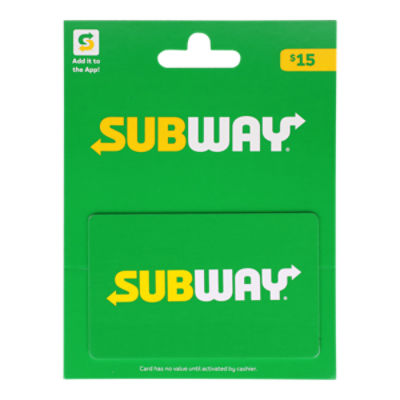 Subway $15 Gift Card, 1 each, 1 Each