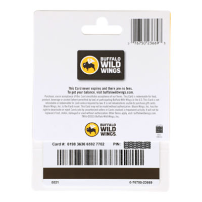 Buffalo wild wings on sale gift card