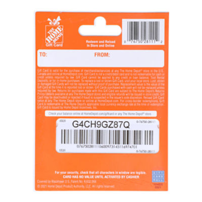 Home Depot 50 Gift Card 1 each The Fresh Grocer