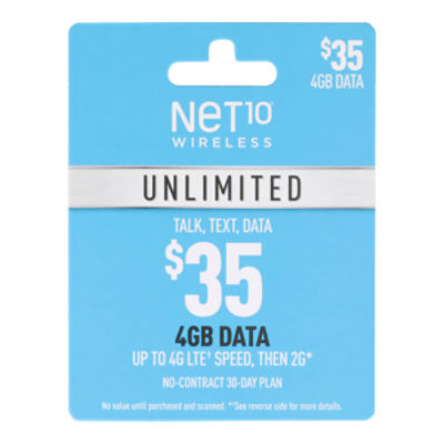 Net10 Unlimited 30 days - $35 Gift Card    , 1 each, 1 Each