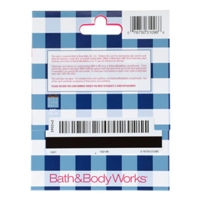 $25 bath and body works gift card