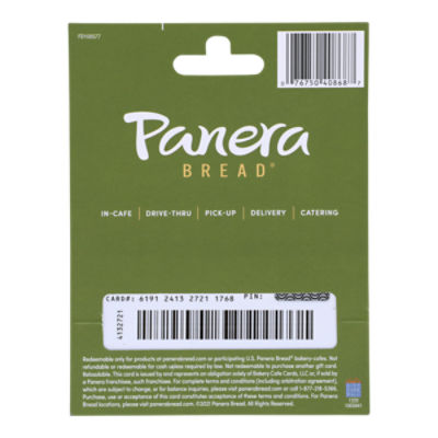 Panera e on sale gift card