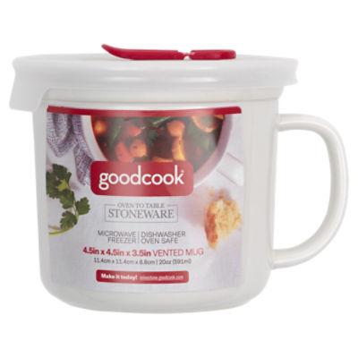 Goodcook 20 Oz Microwave Safe Ceramic Mug With Vented Lid White