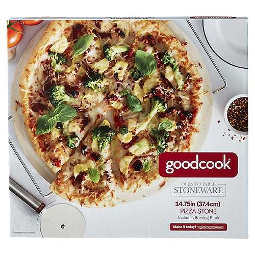 GoodCook Round Pizza Baking Stone with Metal Rack, 2 Piece, 14.75 inch diameter