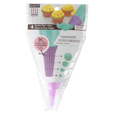 GoodCook Oodle Tips 4 count Disposable Cake Decorating Bags with Shell Tips