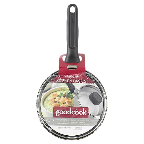 GoodCook 1.5 Quart Stainless Steel Sauce Pan With Glass Lid