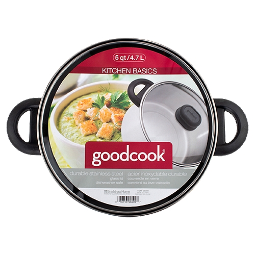 GoodCook 5 Quart Stainless Steel Dutch Oven With Glass Lid
