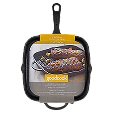 Good Cook Cast Iron Grill Pan, 10.75'', Black, 1 Each