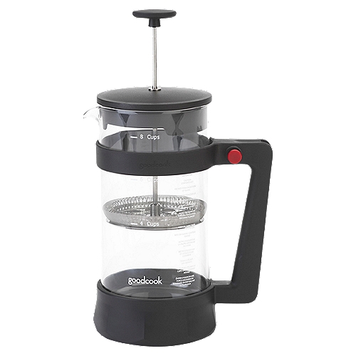 GoodCook Koffē 8 cup Plastic Frame Coffee Press black, with heat resistant glass removable carafe