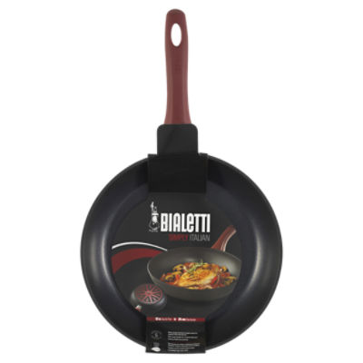 Bialetti Simply Italian Nonstick Aluminum 10'' Frying Pan, Black/Red