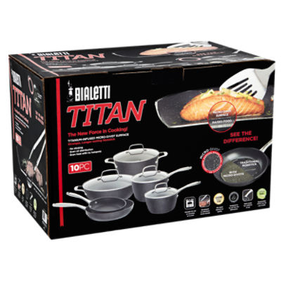 Bialetti Titan Titanium-Infused Micro-Divot Surface Cookware Set, 10 count  - ShopRite