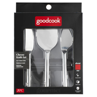 GoodCook Gourmet Cheese Serving Set, 3pc set for soft and hard cheeses, Stainless Steel Single Piece