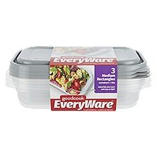 GoodCook EveryWare 4 Cups Medium Rectangles Containers + Lids, 3 count