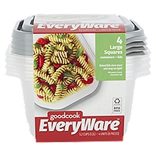 GoodCook EveryWare 5.2 Cups Large Squares, Containers + Lids, 4 Each