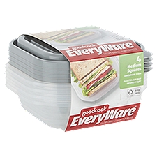 GoodCook EveryWare 2.9 Cups Medium Squares, Containers + Lids, 4 Each