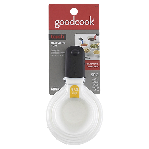 GoodCook Touch 5-Piece Measuring Cup Set, White/Multicolor