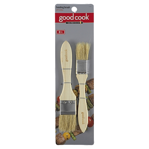GoodCook Basting Brushes 2-pack
Our Good Cook Basting Brushes are the perfect tools for slathering on barbecue sauce or brushing butter into baking pans. This includes a set of two brushes; one has a 1-inch width and the other is 1.5 inches, so you can pick the one that works best. The natural boar's hair bristles pick up the perfect amount of liquid and are the perfect length and density for everything from delicate pastry to smoked meats. The handles are made from wood and are comfortable to grip, no matter what's on the menu.
