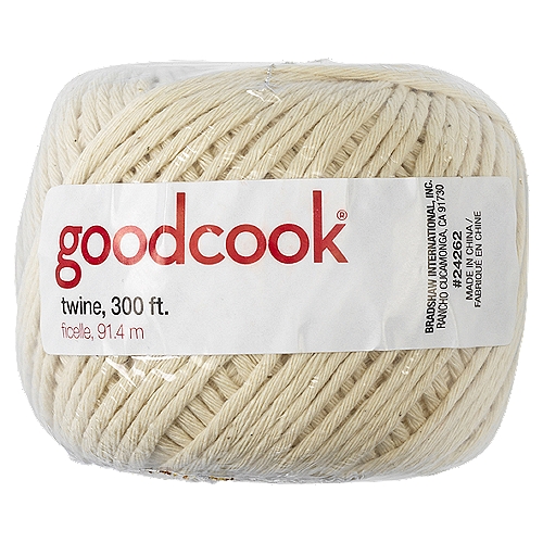 GoodCook Cotton Twine
Our GoodCook Everyday Twine Ball is essential for binding roasts, trussing a turkey or stuffing chicken breasts. The 300 feet of sturdy, natural cotton can also be used for baking, tying herbs, crafting, gift wrapping and other household needs.