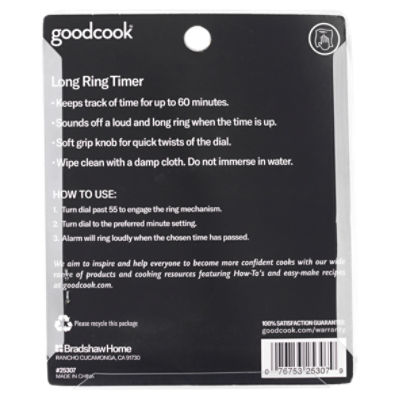 GoodCook 60-Minute Precision Long Ring Kitchen Timer, White