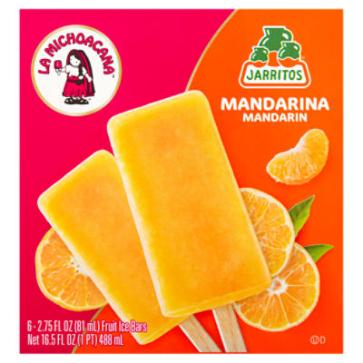 La Michoacana Mandarin Fruit Ice Bars, 2.75 fl oz, 6 count