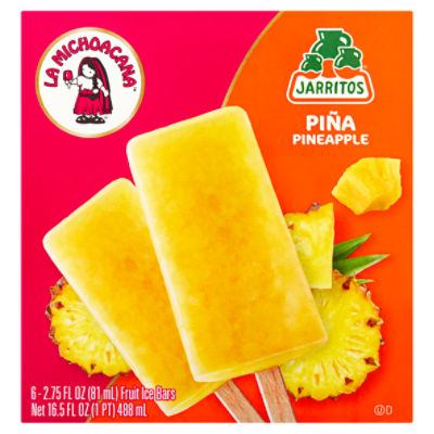 La Michoacana Pineapple Fruit Ice Bars, 2.75 fl oz, 6 count