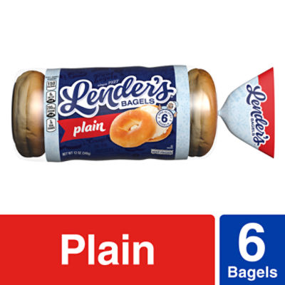Lender's Plain Pre-Sliced Bagels, 6 count, 12 oz, 12 Ounce