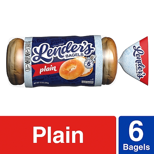 Lender's Plain Pre-Sliced Bagels, 6 count, 12 oz