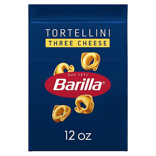 Barilla Classic Three Cheese Tortellini Pasta, 12 oz
Barilla Three Cheese Tortellini is crafted the traditional Italian way with sheets of delicate egg pasta folded around a perfectly balanced blend of flavorful cheeses and pinched into a distinctive ring shape.
Perfect size for the whole family to enjoy.
Buon Appetito!