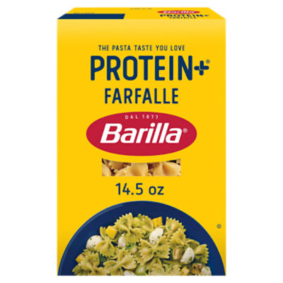 BARILLA Protein+ (Plus) Farfalle Pasta, 14.5 Ounce - plant based pasta - Made from Lentils, Chickpeas & Peas - Non-GMO, Kosher Certified and Vegan