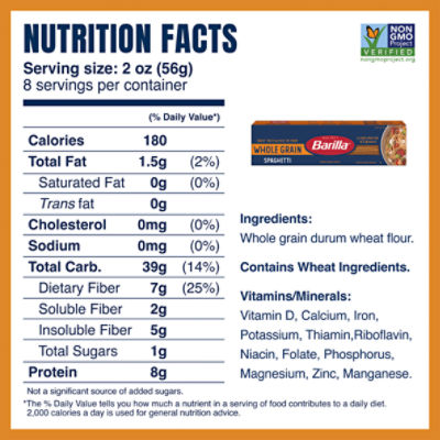 Barilla Spaghetti Whole Grain Wheat Pasta, 16 oz