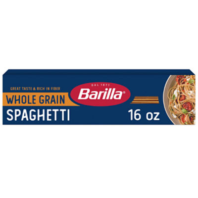 Barilla Whole Grain Spaghetti, 16 oz. Box - Non-GMO Pasta Made With 100% Whole Grain Durum Wheat - Great Source of Fiber