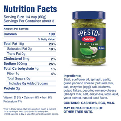 Barilla Rustic with Italian Basil Pesto Sauce, 6.5 oz