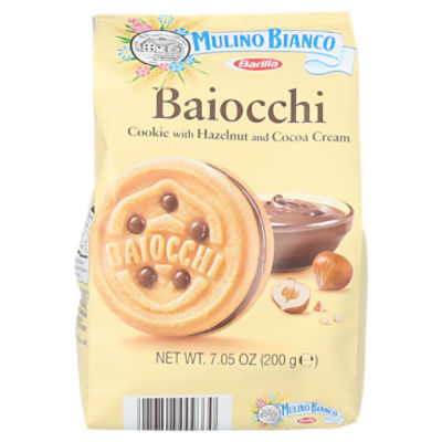 Barilla Mulino Bianco Cookie with Hazelnut and Cocoa Cream Baiocchi, 7.05 oz, 7.05 Ounce