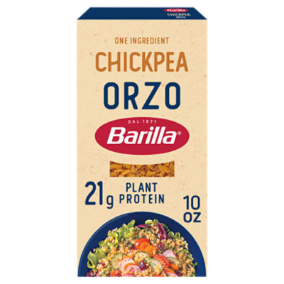 Barilla Chickpea Orzo Pasta, 10 oz - Vegan, Gluten Free, Non GMO & Kosher -Made with Plant Based Protein