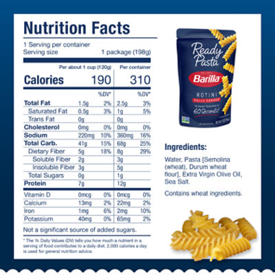 Barilla Fully Cooked Rotini Ready Pasta, 7 oz