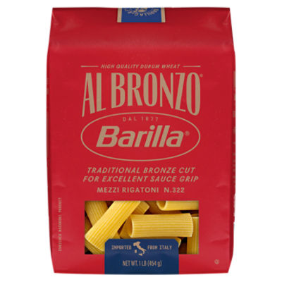 Barilla Al Bronzo Mezzi Rigatoni N.322 Enriched Macaroni Pasta, 1 lb