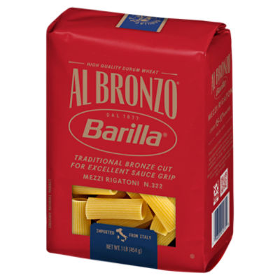 Barilla Al Bronzo Mezzi Rigatoni N.322 Enriched Macaroni Pasta, 1 lb