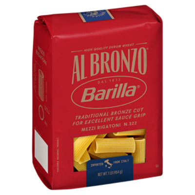 Barilla Al Bronzo Mezzi Rigatoni N.322 Enriched Macaroni Pasta, 1 lb