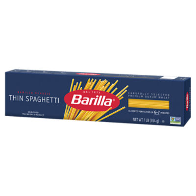 Barilla Thin Spaghetti Pasta Non-GMO, Kosher Certified, 16 oz