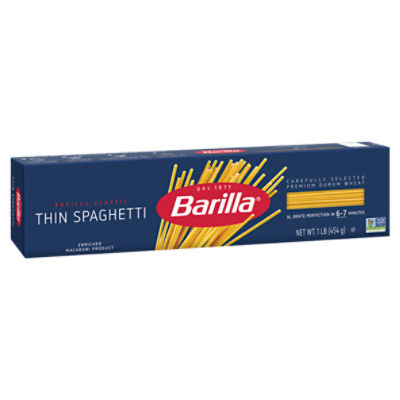 Barilla Thin Spaghetti Pasta Non-GMO, Kosher Certified, 16 oz